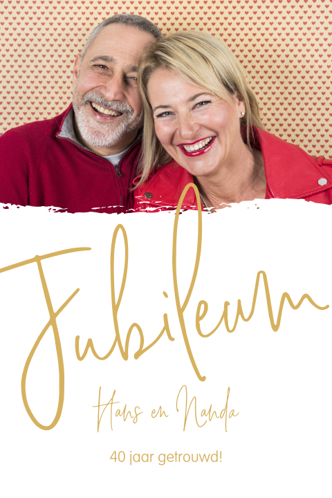 Staande jubileumkaart met eigen foto voor 40 jaar